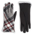 Fur Lined Plaid Touchscreen Gloves - Black